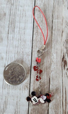 Disney Mickey  Minnie Mouse Hearts Cellphone Charm Keychain Zipper