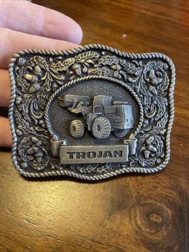 Trojan Model 5500-0L Front End Loader Construction Silver Engraved Belt Buckle - Picture 15 of 16