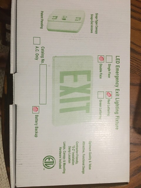 Modern Battery Backup Ul924 Letter Red LED Emergency Exit Light Sign Fast Ship for sale online