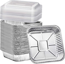  35 Pack 8X8 Square Aluminum Baking Cake Pans with Clear Plastic Lids - Foil...