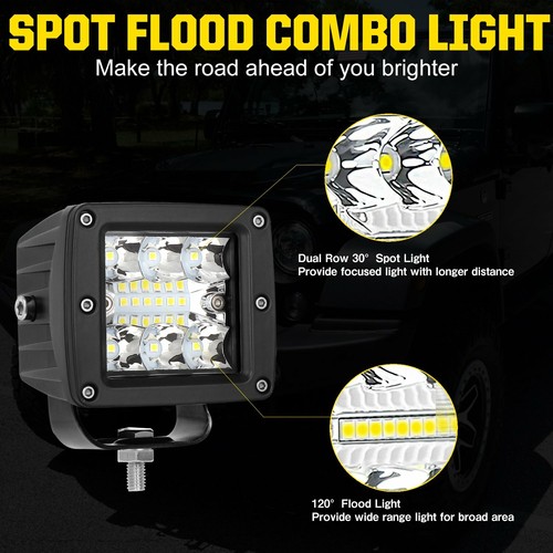 2PCS 3inch 240W LED Work Light Cube Pods Driving Work Fog with Harness Kit - Picture 5 of 12