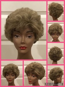 Adolfo Wig Synthetic Short Layered Curly Dark Blond Frosted Light