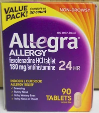 Allegra Allergy Relief Indoor/Outdoor 24 Hour 90 Tablets Exp. 09/2026