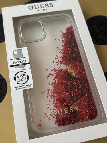 Phone Case iPhone 11 Guess Cover Apple TP Red Glitter Drop Protection New - Picture 5 of 7
