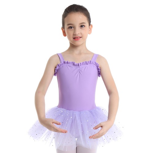 Kids Girls Ballet Dance Tutu Dress Glittery Sequins Mesh Skirt Gymnastic Leotard - Picture 44 of 68
