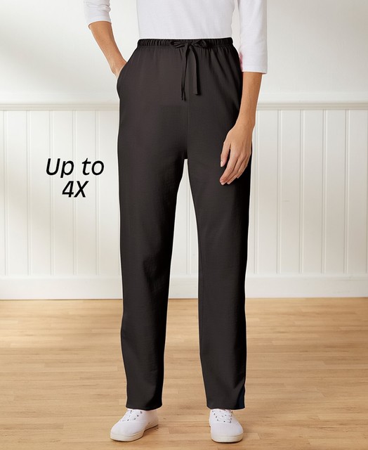 Women's Jersey Knit Pants Black 4X eBay
