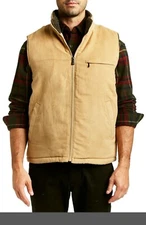 RAINFOREST Men's Micro Suede Faux Fur Sherpa Lined Vest Heritage Chamois Size M