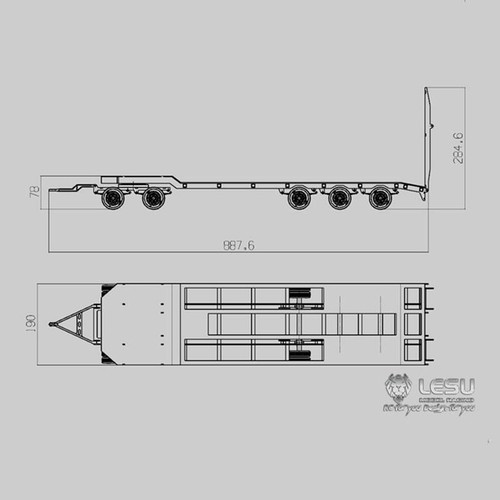 Metal Trailer Plate 887.6*190*78MM for LESU TAMIYA 1/14 RC Tractor Truck Car DIY - Picture 9 of 9