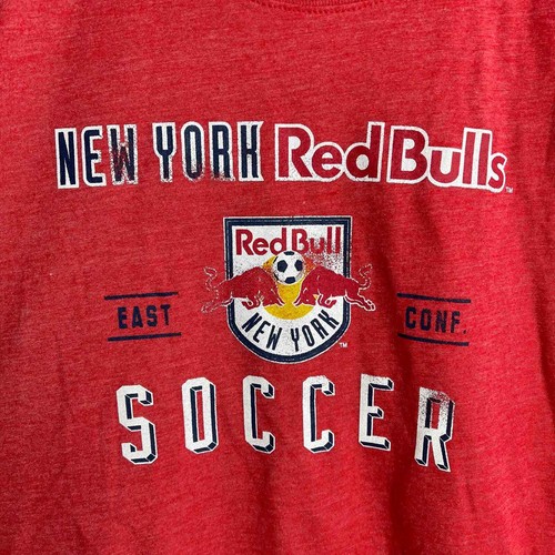 adidas x New York Red Bulls RBNY Red Distressed T-shirt Soccer MLS — Youth Large - Picture 3 of 9