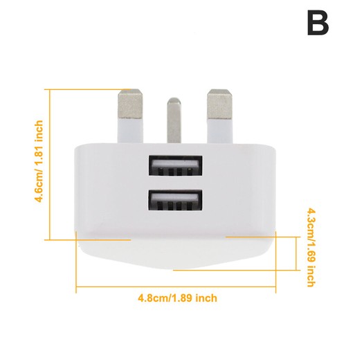 Universal Wall Plug Power 3 Pin Adapter Charger With 1/2/3 USB Ports Charg ZW - Zdjęcie 11 z 12