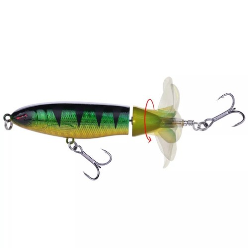 8PCS Fishing Lure Popper 4'' Floating Bait Rotating Tail Fishing Lures For Bass - Picture 8 of 16