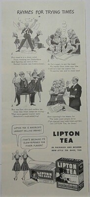 1943      Lipton Tea  RHYMES FOR TRYING TIMES     Magazine Print Ad