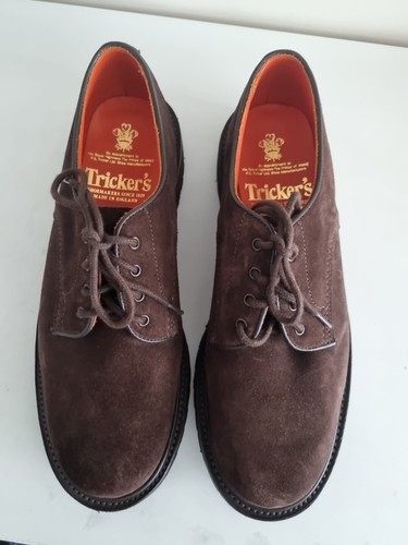 Trickers Linda Brown Suede Derby Women's Shoes Vibram Sole Size UK 8 NEW - Picture 2 of 16