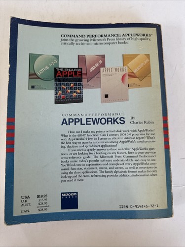 AppleWorks Command Performance | Charles Rubin | Microsoft Press Apple Computer - Picture 2 of 2