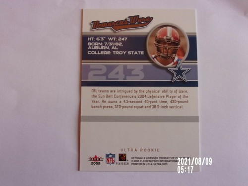 Ultra #243 DeMarcus Ware 2005 radiocontrol vaqueros novatos Broncos sin clasificar casi nuevo-monte, - Imagen 2 de 2