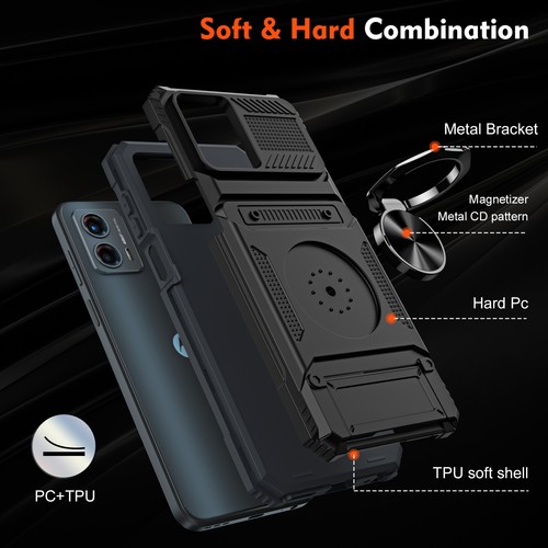 For Moto G 5G 2023 360° Rotated Kickstand Card Holder Heavy Duty Shockproof Case - Picture 28 of 59