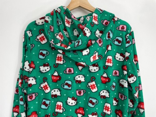 NWOT Hello Kitty Rare Hard to Find Green One Piece Footed Pajamas Size Large - Picture 7 of 11