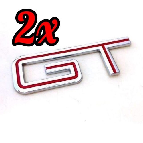 2X 05-10 Mustang GT Fender Rear Trunk METAL Emblem Badge Logo Chrome Red 5.0