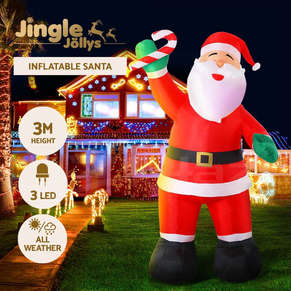 Jingle Jollys 3/5M Christmas Inflatable Santa Outdoor Xmas Decorations Lights