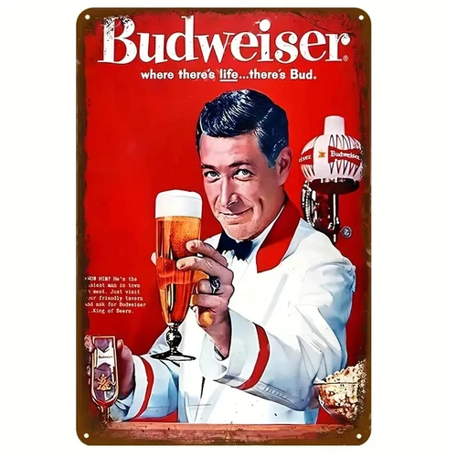 metal tin sign beer Budweiser Lager Vintage Retro Style 12x8 For Man Cave New