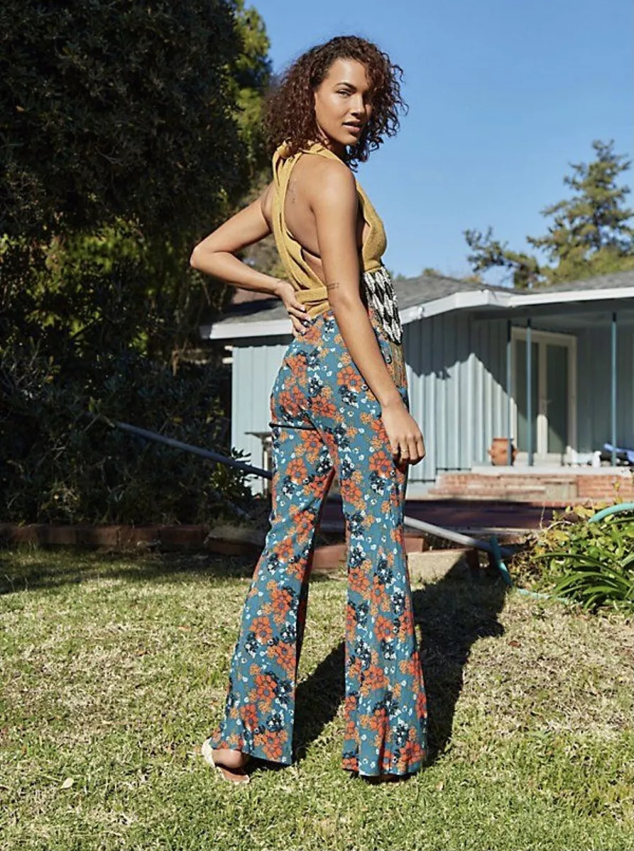 Free People Can't Take My Eyes Off Of You Floral Flare Pants Size