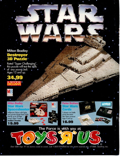 1996 Action Figures Toy PRINT AD ART - STAR WARS DESTROYER 3D PUZZLE - TOYS R US - Picture 1 of 4