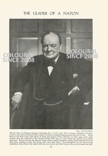 THE LEADER OF A NATION sir WINSTON CHURCHILL ILLUSTRATION PRINT