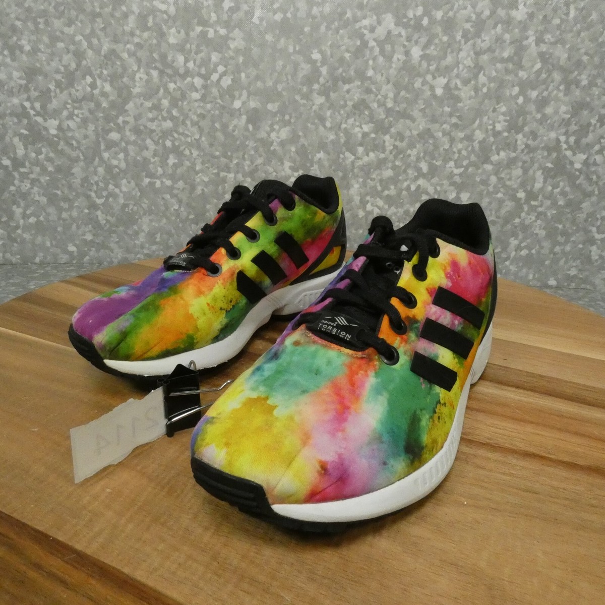 Adidas Torsion ZX Flux Sneakers Youth 4 Watercolor Tie Dye