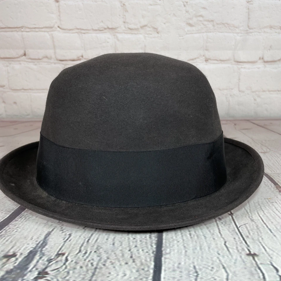 Vintage Royal Stetson Fedora Felt Driving Hat Mens Size 7 1/8 Brown Gangster 60s - Image 4 of 4