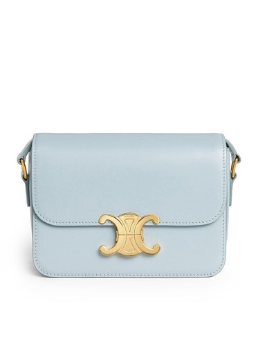 Celine Teen Triomphe $ 3950 eisblau glänzendes Leder Schultertasche neu & authentisch