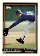 1992 Topps Omar Vizquel #101 Gold Winners Seattle Mariners