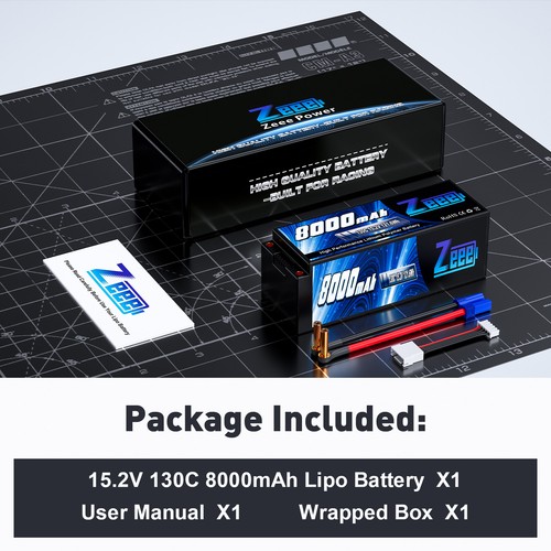 Zeee 4S 15.2V Lipo Akku 8000mAh 130C 5mm Bullet to EC5 -Stecker HV-LiPo Batterie - Bild 6 von 8