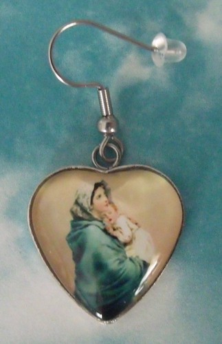Nuevos Pendientes Cristianos Católicos Religiosos Corazón Virgen de las Calles Navidad - Imagen 3 de 4