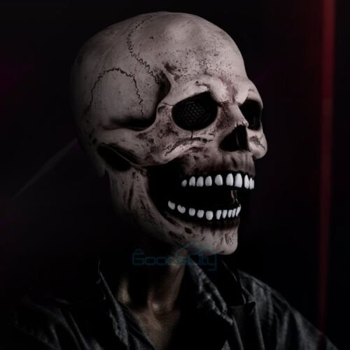 Realistic Movable Halloween Full Head Skull Mask Helmet with Jaw Horror Cosplay - Picture 9 of 29
