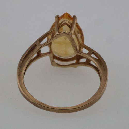 Ring 10 Karat Gelbgold Nachlass Tropfen-/Birnenform Citrin Größe 8,25 - Bild 4 von 6