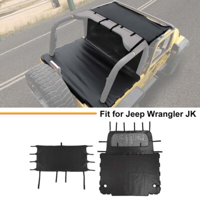 2X Soft Roof Sunshade +Rear Trunk Isolation Cover Kit for Jeep Wrangler TJ 97-06