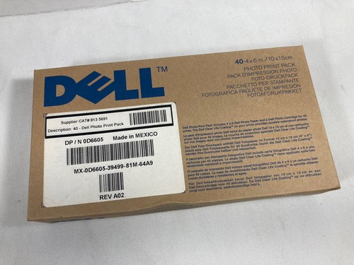 New Genuine DELL Photo Print Pack 40 Sheets 4x6in/10x15cm D6605 - Picture 1 of 5
