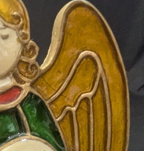 Enamel Angel Stocking Holder Weighted Metal Christmas Holiday Vintage - Picture 8 of 8