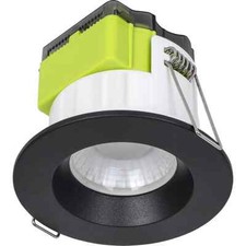 Image of Luceco FType Mk2 Matt Black Fixed LED Fire-rated Warm white Downlight 6W IP65,