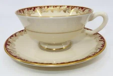 Lenox OAKLEAF Maroon Coffee or Tea Cup & Saucer Set