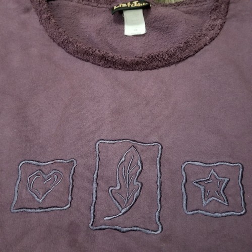 Liz & Jane Purple Embroidered Crop Top Sweatshirt Shirt Size 2X (Dark Spots) - Picture 11 of 13