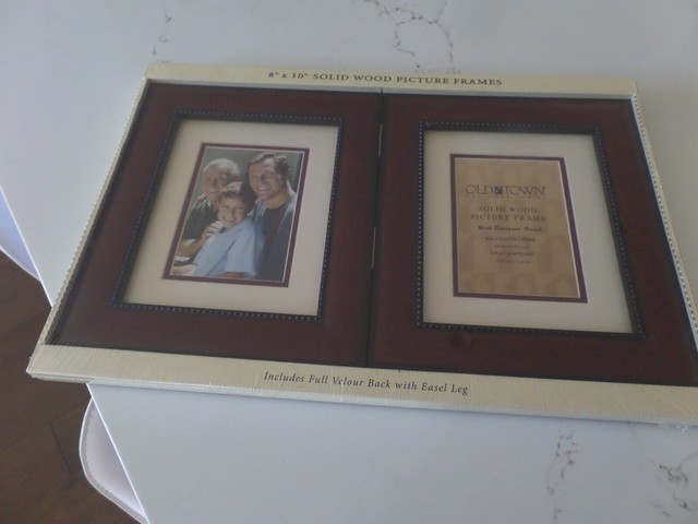 2 Solid Wood Picture Frames 8x10 Old Town 5x7 Double Bevel Mats New Sealed