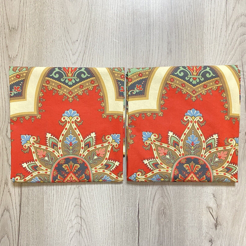 Pottery Barn Pillow Shams (2) King 40x25 Medallion Organic Cotton Red Classic - Picture 7 of 7