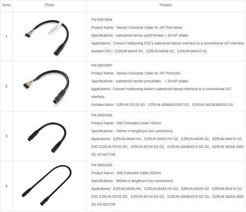 Hobbywing Sensor Convertor Connector Cable JST Port Plug for Ezrun Max8 G2 MAX4 - Picture 2 of 17