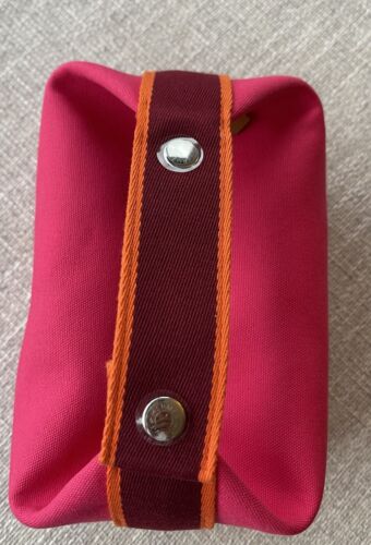 NEU HERMES Bride a Brac PM kleine Handtasche Hibiskus rosa bordeaux orange Canvas - Bild 6 von 7