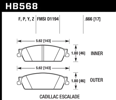Pastilhas de freio traseiras de caminhão Hawk HB568P.666 SuperDuty para 07-15 Chevy Silverado 1500 - Imagem 4 de 4