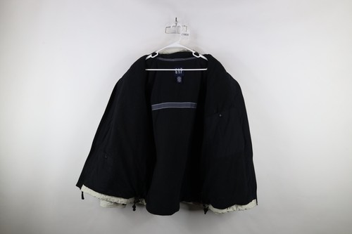 Vintage 90s Y2K Gap Mens XL Distressed Fleece Lined Full Zip Hooded Jacket Beige - Picture 8 of 15