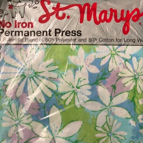 FULL Flat Sheet,2 Pillowcase,St Mary’s DREAM GARDEN Lime,Blue Daisy Flower Power - Picture 4 of 16