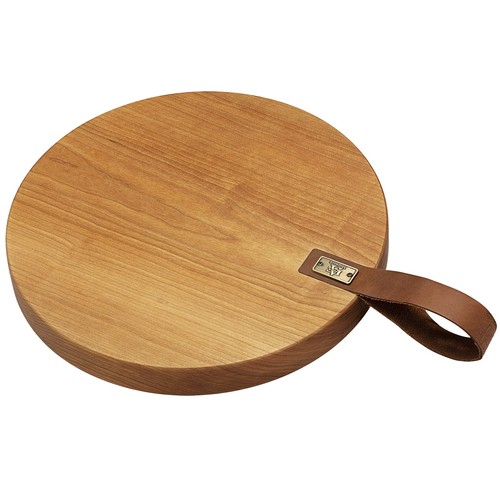 Tabla de cortar de grano con borde de madera de cerezo redondo Gabriella de lujo hecha en EE. UU. - Imagen 3 de 8
