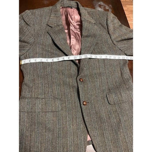 Oakton herringbone Men's Blazer Sport Coat Two Button Jacket Tweed Size 42S - Picture 12 of 14